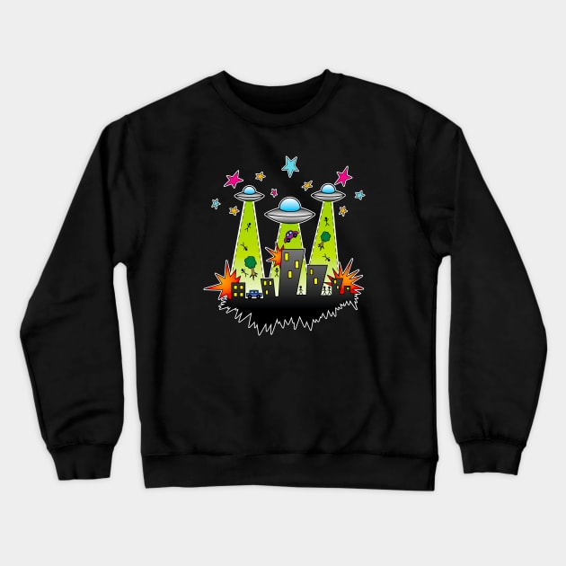 Space Invasion Crewneck Sweatshirt by OrneryDevilDesign